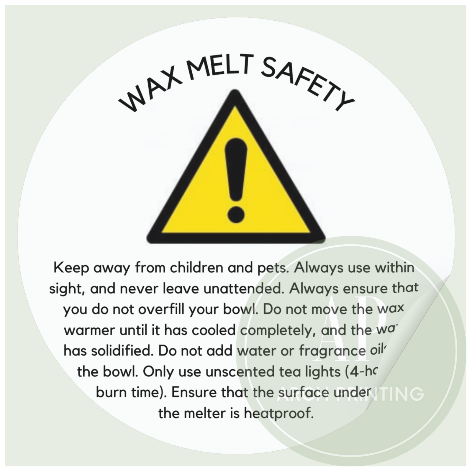 Wax Melt Safety Sticker Sheet (24)
